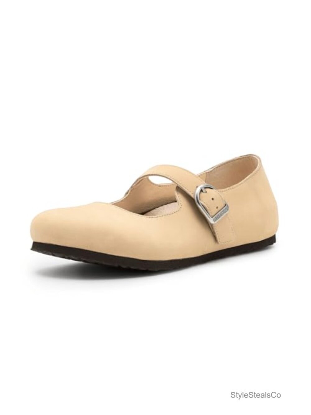 Leather Mary Jane Flats Adjustable Ankle Strap Buckle Casual